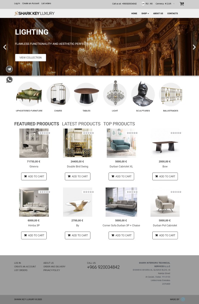 SHARK KEY LUXURY luxury e-commerce development